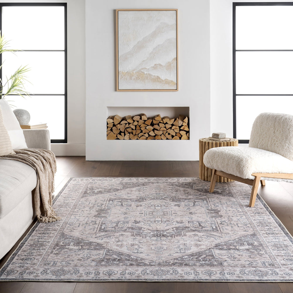 Atrium Medallion Spill Proof Washable Rug - From Where Finds -