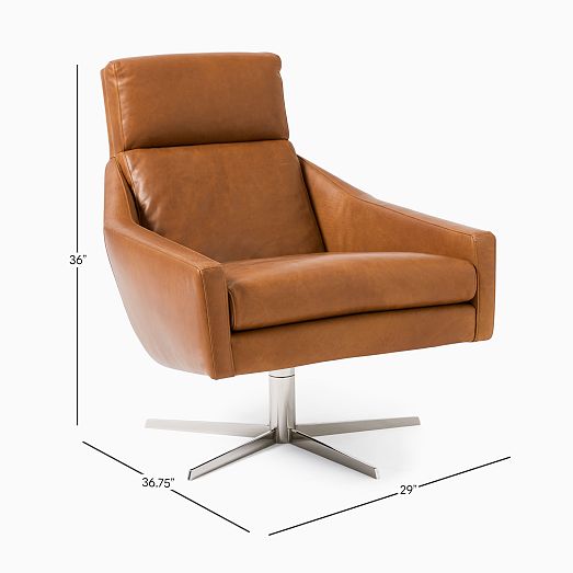 Austin Leather Swivel Armchair - From Where - 