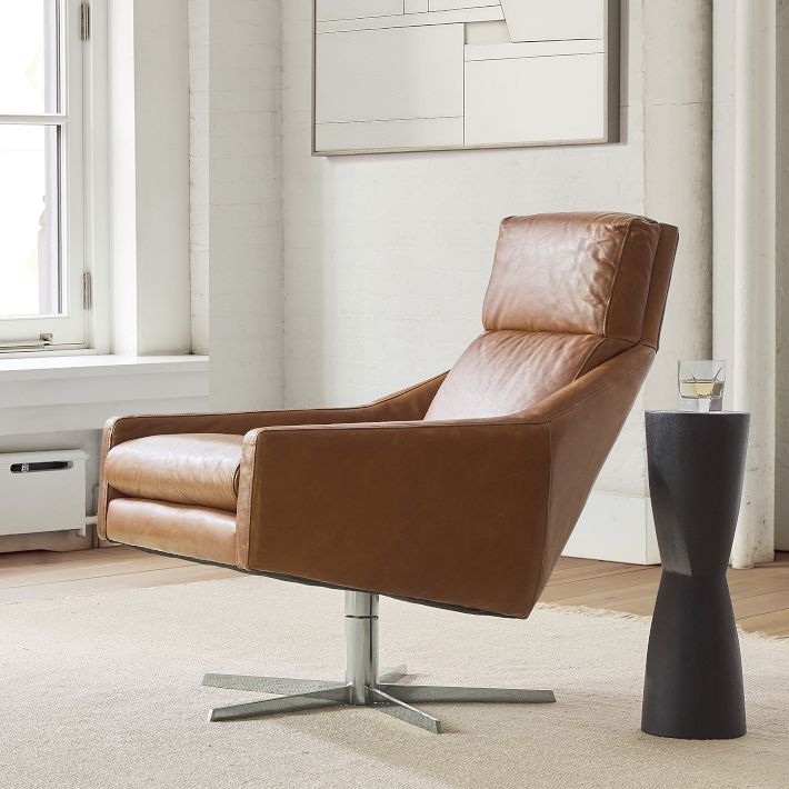 Austin Leather Swivel Armchair - From Where - 
