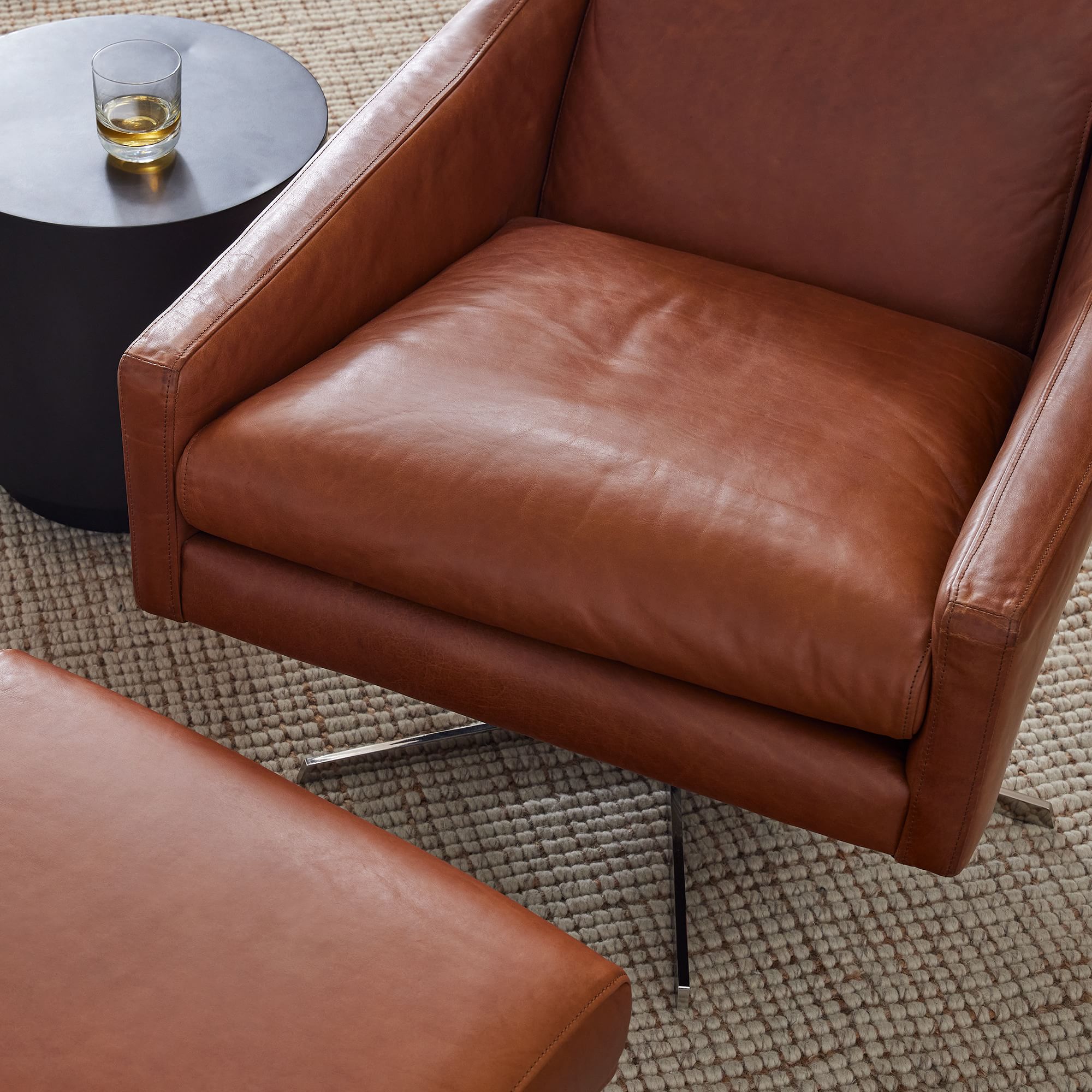 Austin Leather Swivel Armchair - From Where Finds -