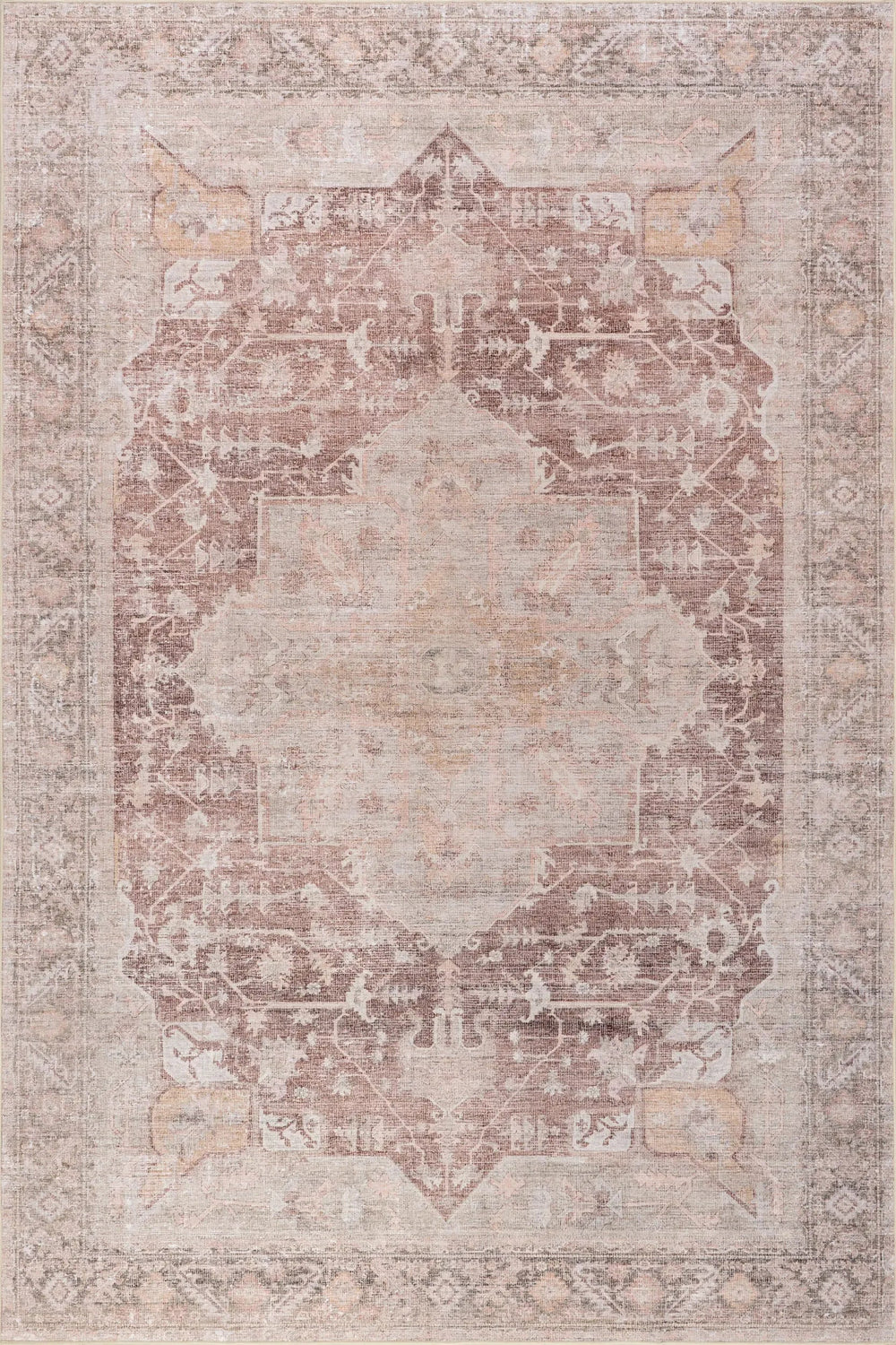 Ava Vintage Persian Spill Proof Washable Rug - From Where Finds - 