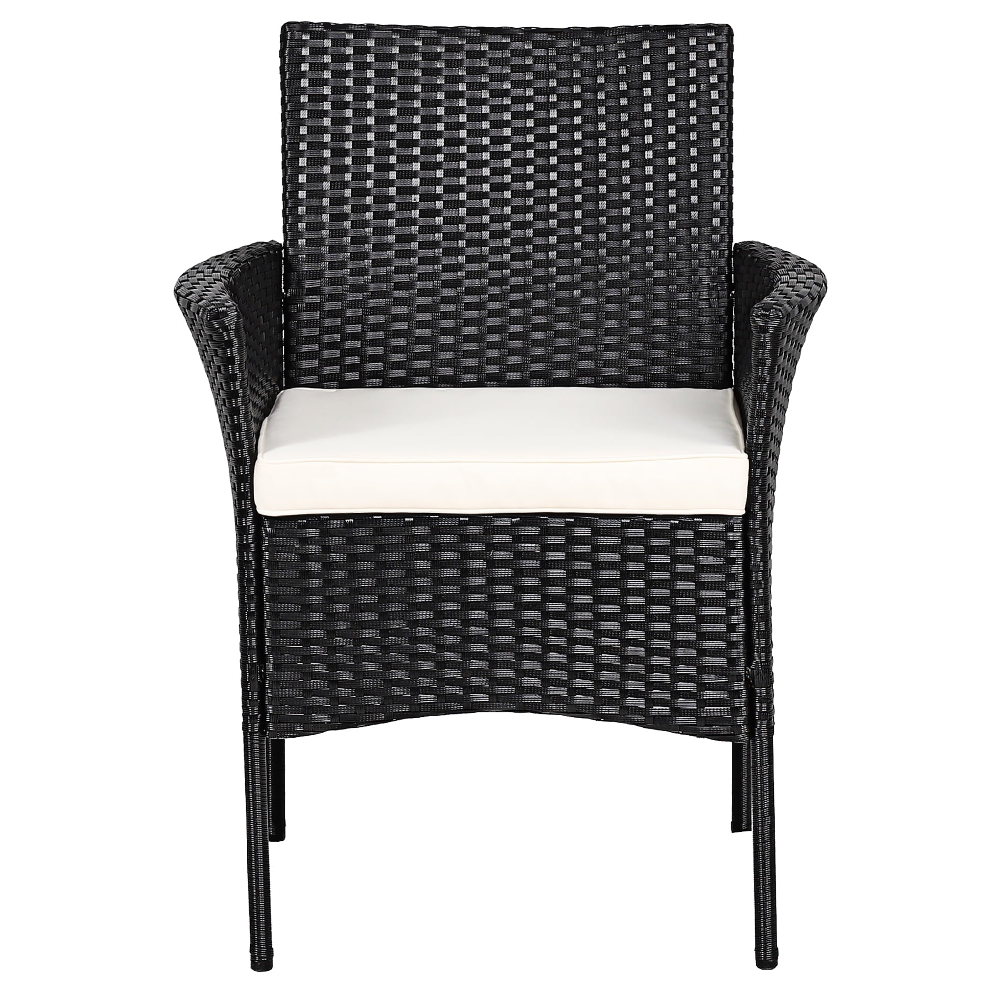 Costway 2PCS Chairs Outdoor Patio Rattan Wicker Dining Arm Seat With Cushions