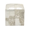 Decmode 16&quot; x 16&quot; Gray Leather Handmade Cowhide Ottoman with Patchwork Pattern, 1-Piece