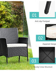 Costway 2PCS Chairs Outdoor Patio Rattan Wicker Dining Arm Seat With Cushions