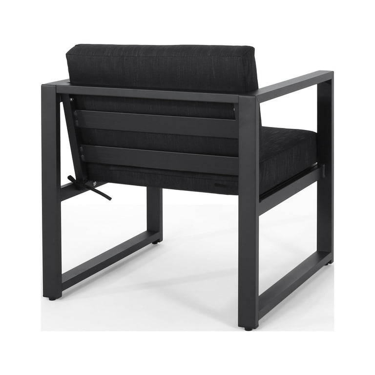Calderon 4 Piece Outdoor Aluminum Chat Set, Dark Gray