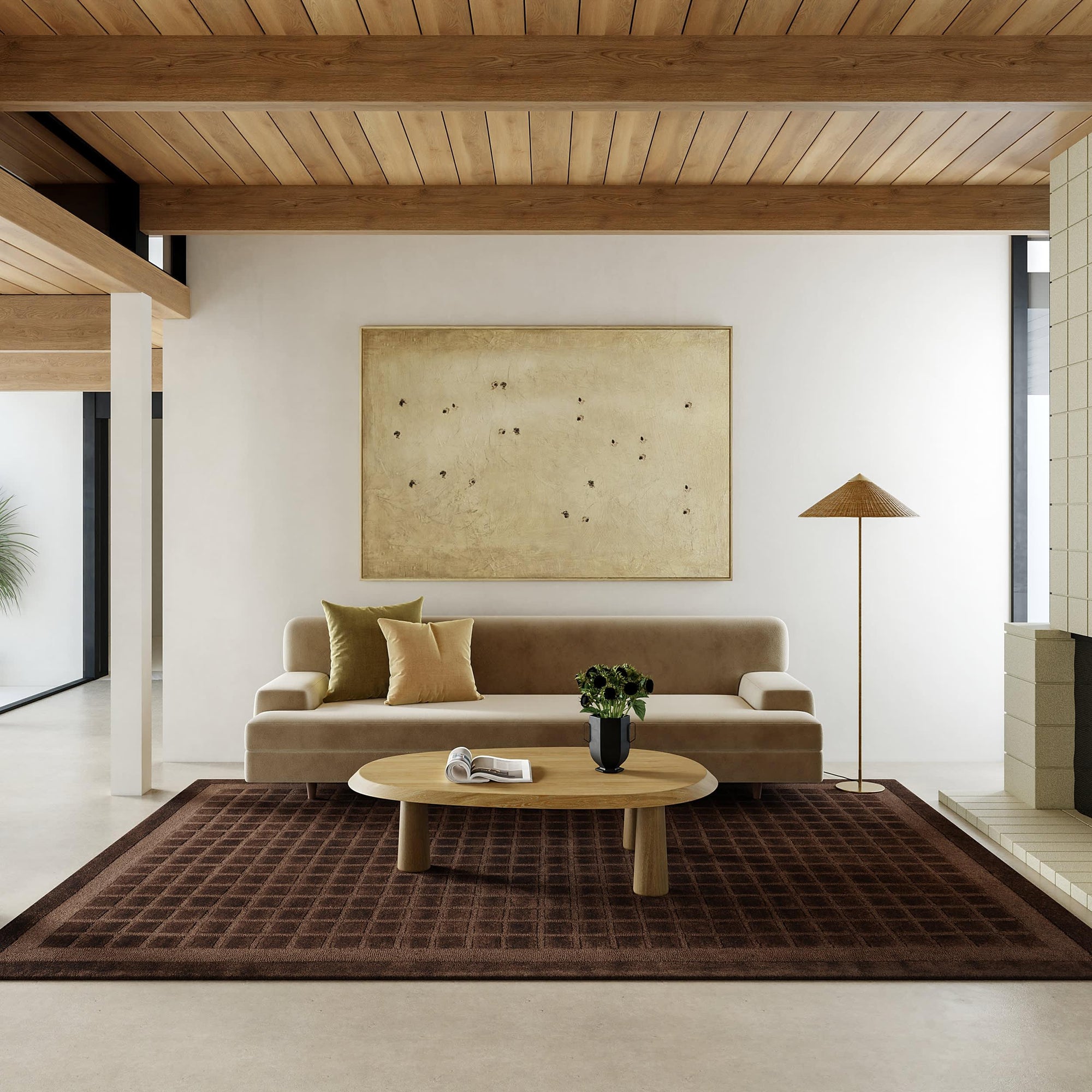 Fritz Checked Wool Rug | Brown