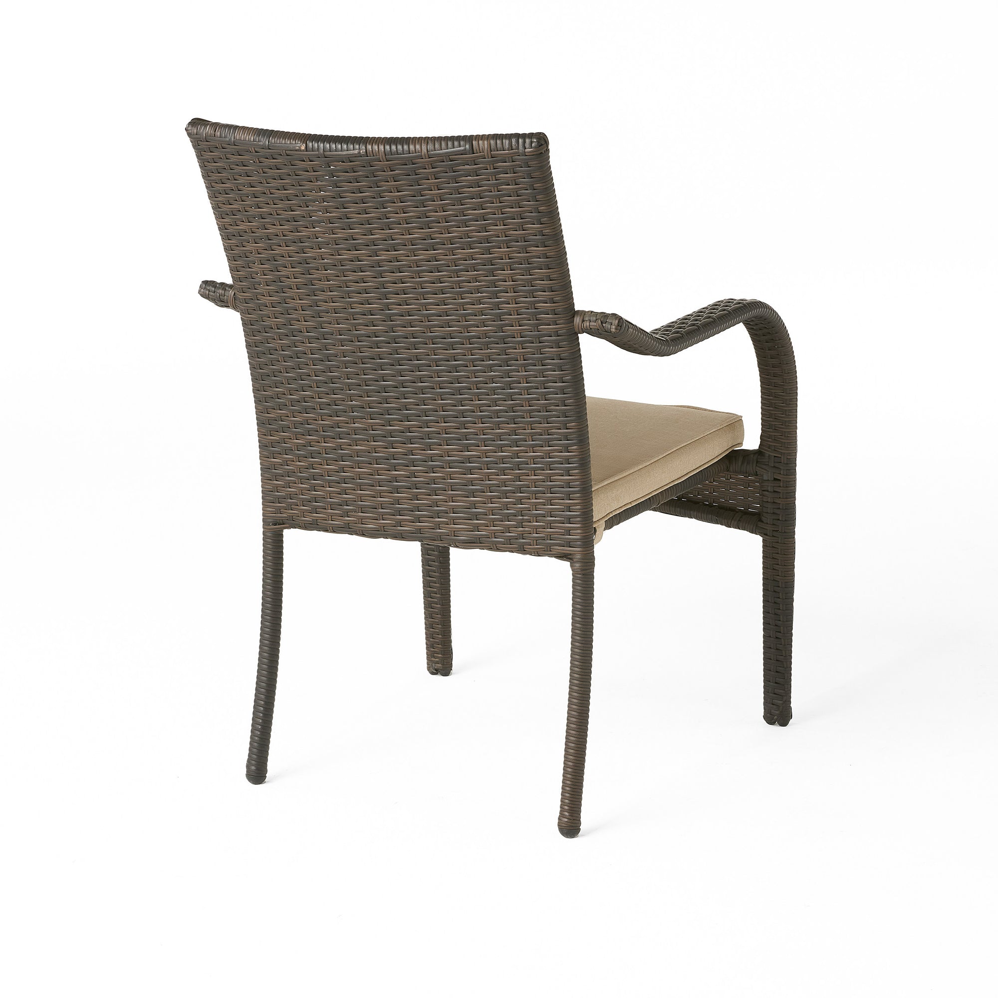 Cinque Terre Wicker Stacking Chairs, Set of 4, Multibrown/ Textured Beige