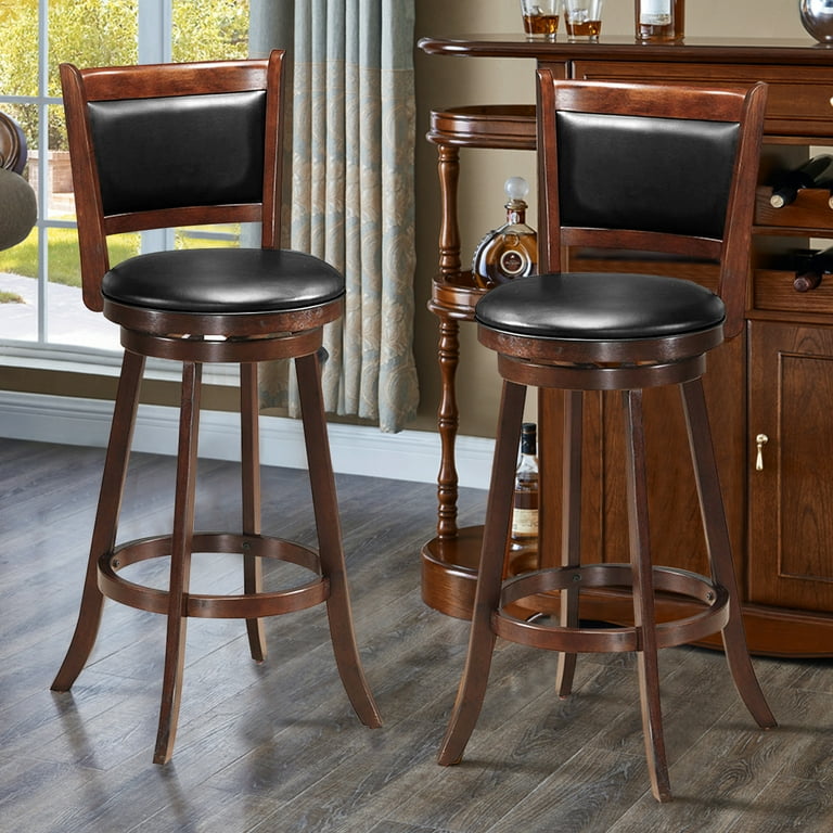 https://www.walmart.com/ip/Costway-Set-of-2-29-Swivel-Bar-Height-Stool-Wood-Dining-Chair-Upholstered-Seat-Panel-Back-Espresso/992350719