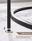 Alden Design Round Modern Glass-Top Coffee Table for Living Room, Black