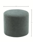 Wovenbyrd Round Pouf Ottoman with Foam Core Charcoal Wool Casual Boucle
