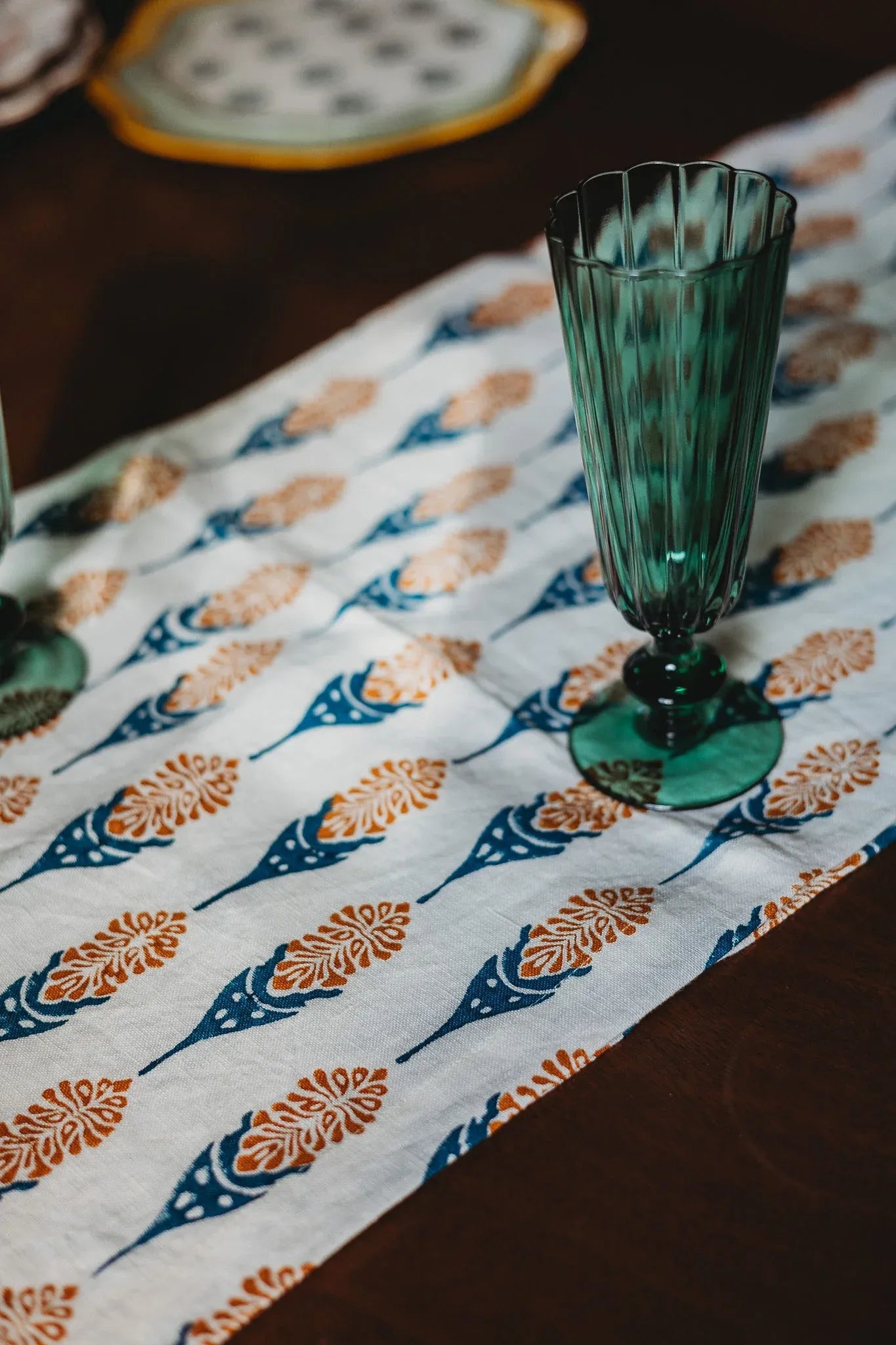 Bahaar Hand Printed Table Runner - From Where Finds - 