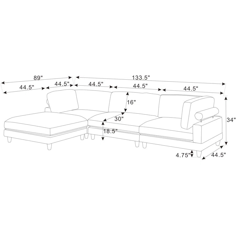 Barbarette 4 - Piece Corduroy Sectional - From Where - 