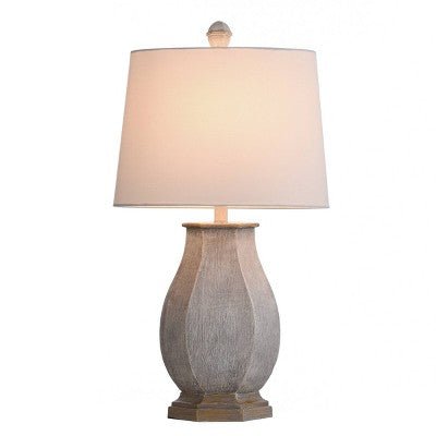 Basilica Table Lamp Blue With White Hardback Shade - From Where - 