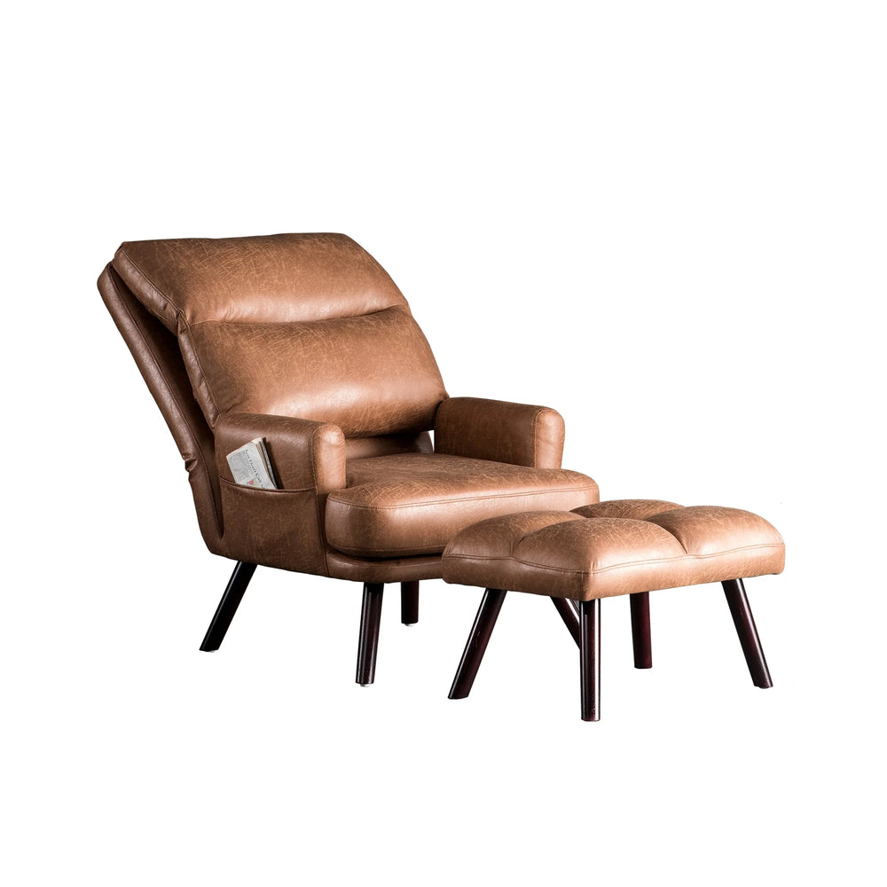 Adjustable Backrest Accent Chair with Ottoman