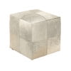 Decmode 16&quot; x 16&quot; Gray Leather Handmade Cowhide Ottoman with Patchwork Pattern, 1-Piece