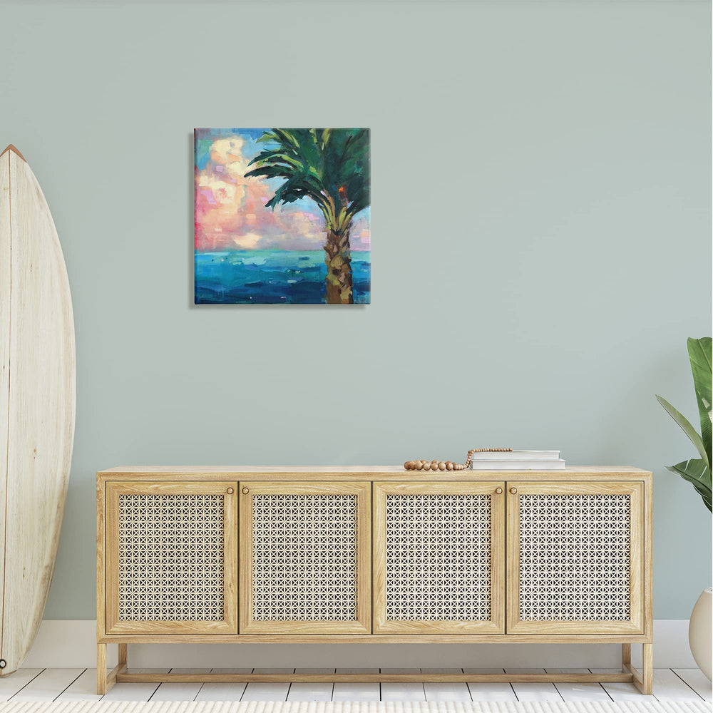 Beach Horizon Palm Tree Canvas Art - From Where - 