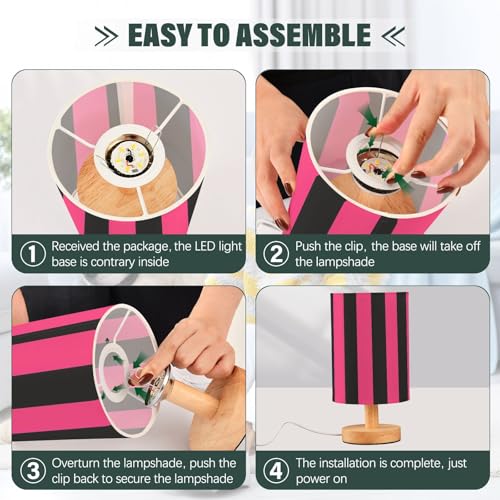Bedside Lamp Pink Black Stripe Lamp - From Where - 
