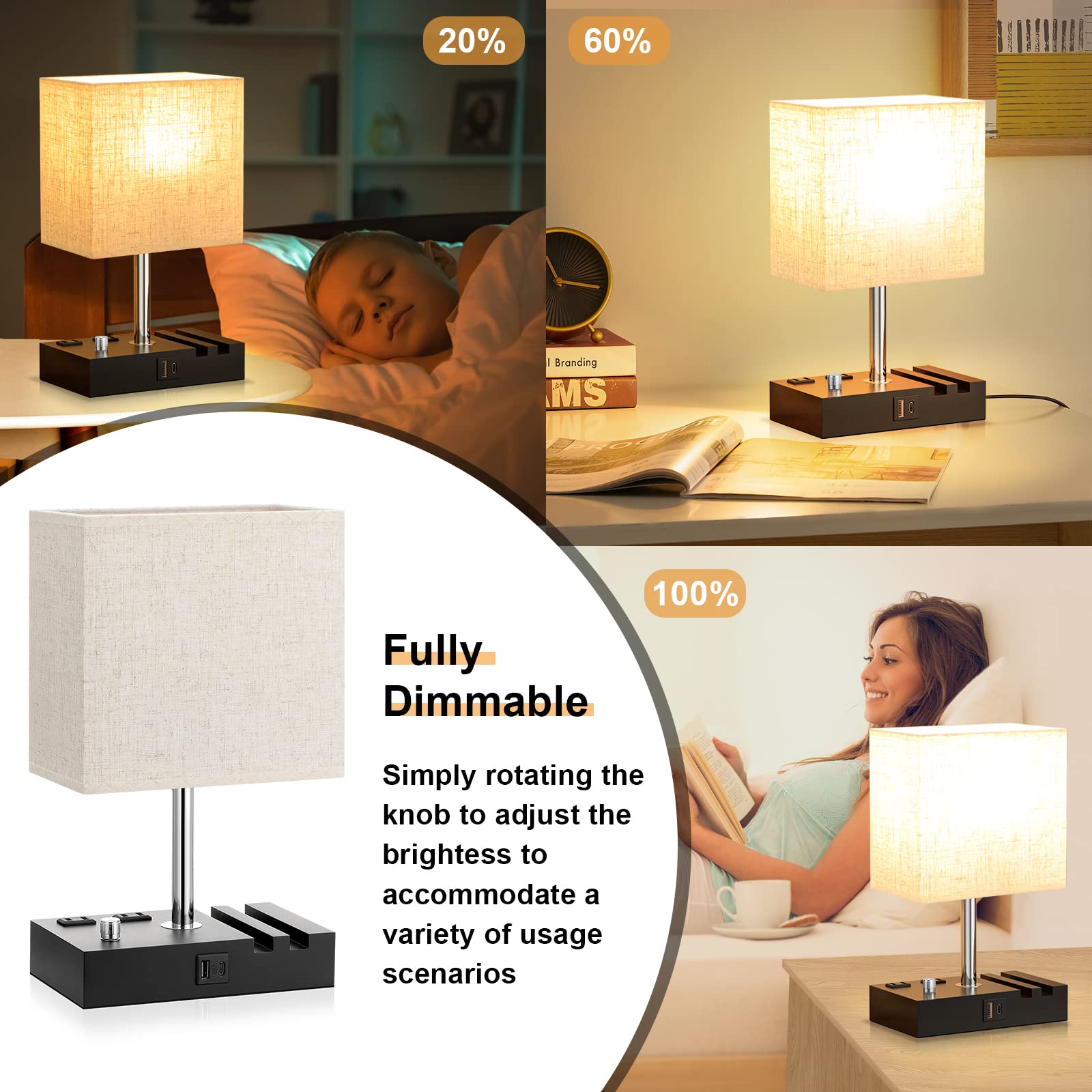 Bedside Lamps for Bedroom Set of 2 - From Where - 