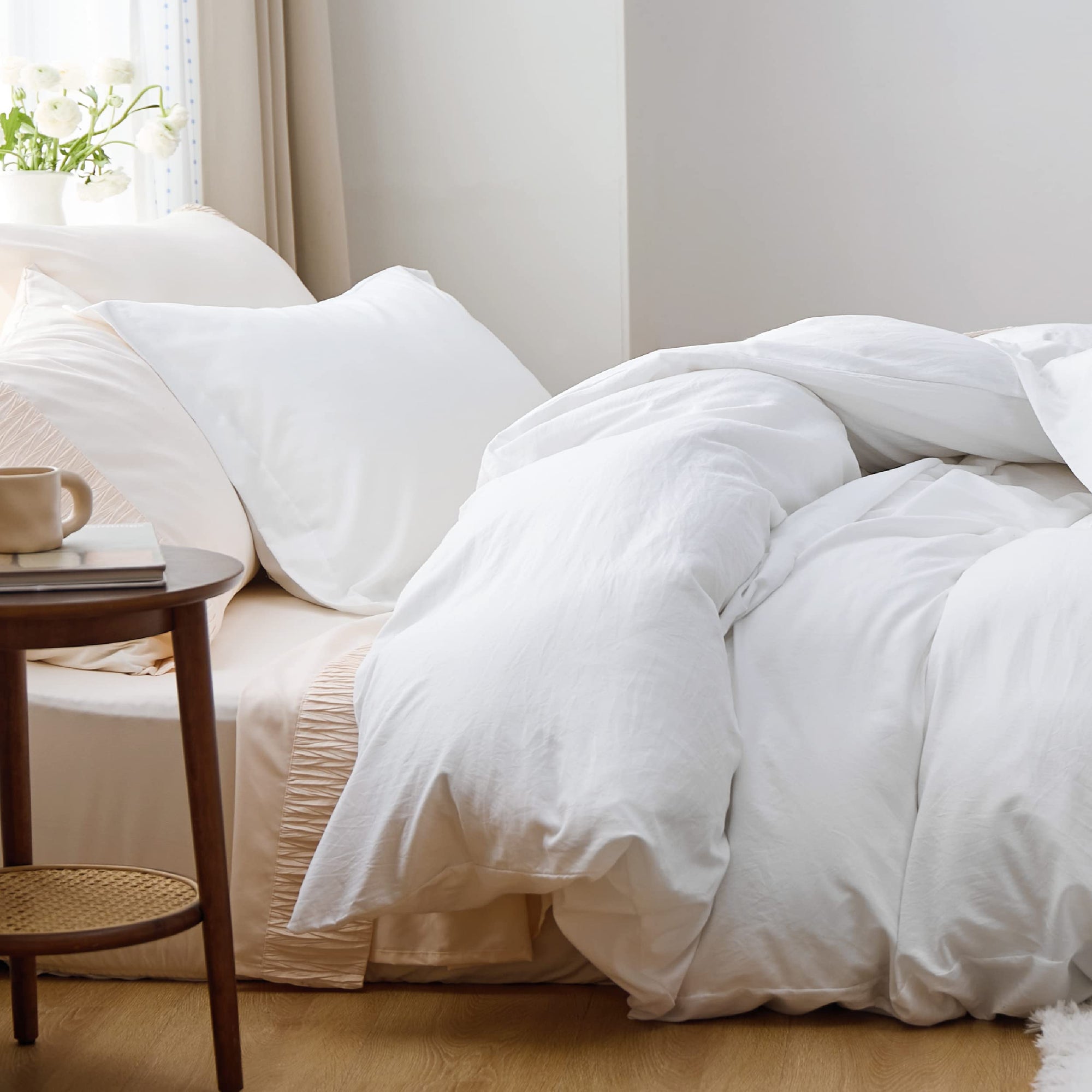 Bedsure White Duvet Cover with 2 Pillow Shams - King - From Where - 