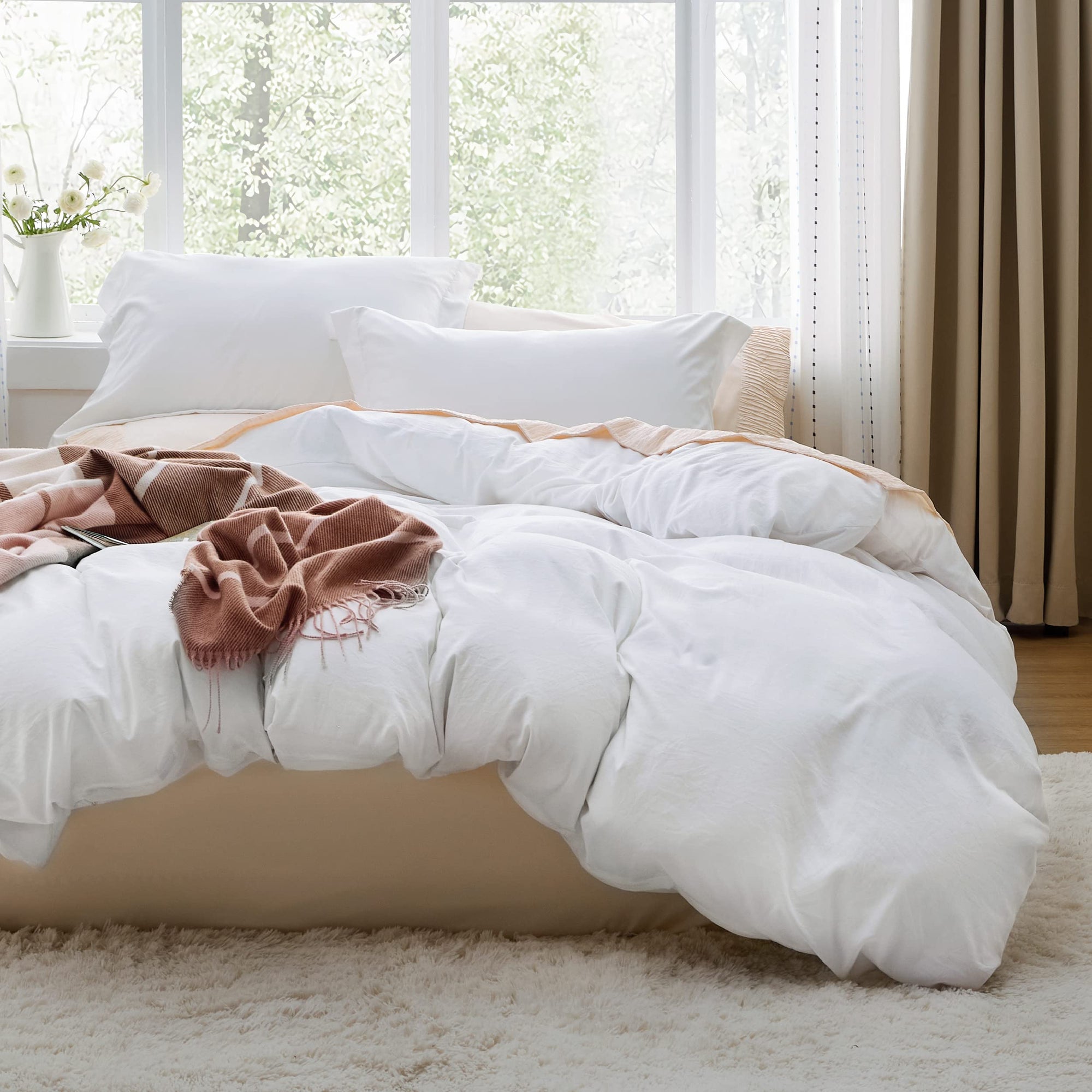 Bedsure White Duvet Cover with 2 Pillow Shams - King - From Where - 