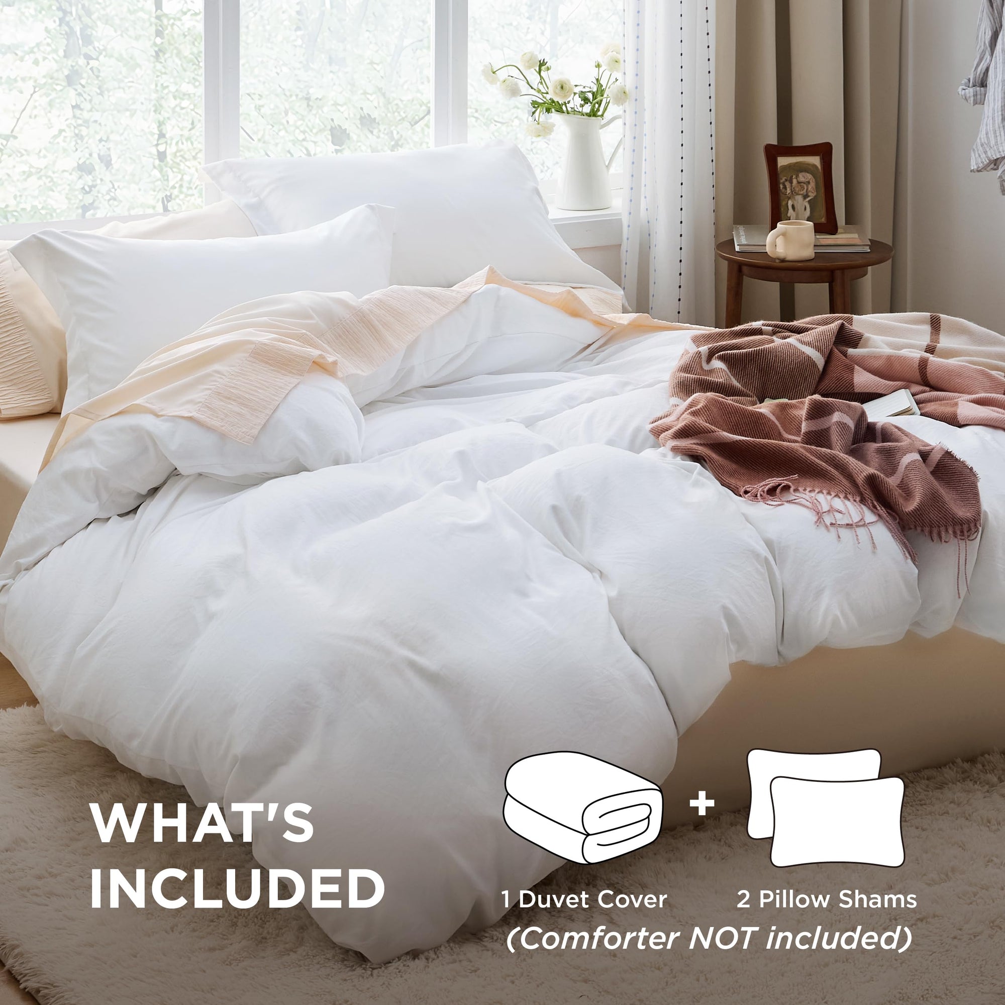 Bedsure White Duvet Cover with 2 Pillow Shams - King - From Where - 