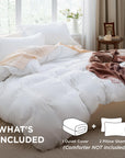Bedsure White Duvet Cover with 2 Pillow Shams - King - From Where - 