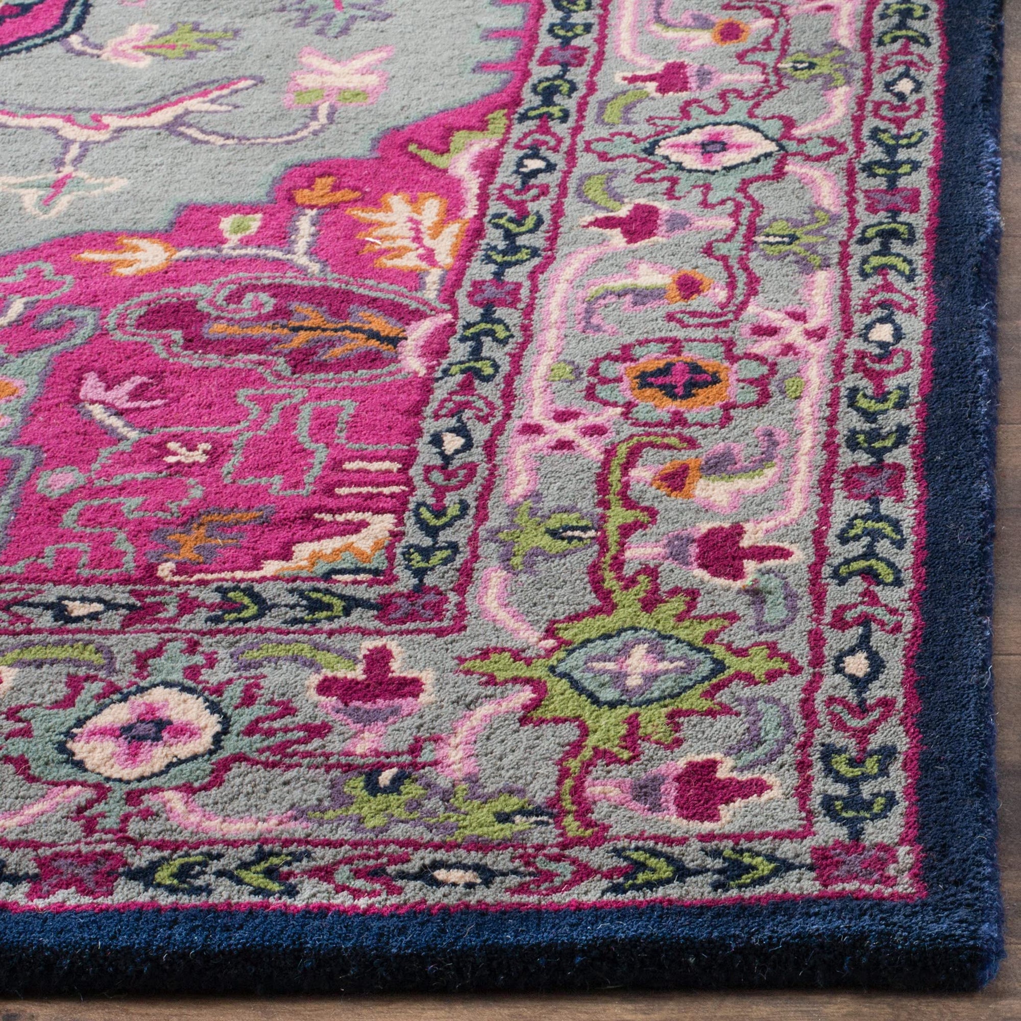 Bellagio Collection 3' x 5' Grey / Pink Rug - From Where - 