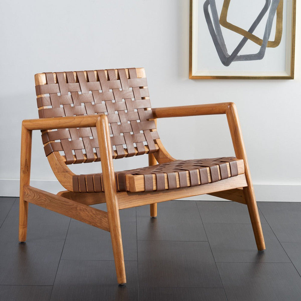 Bellona Leather Woven Accent Chair - From Where Finds - 