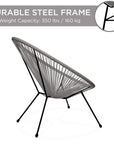 Best Choice Products 3 - Piece Outdoor Acapulco All - Weather Patio Conversation Bistro Set w/Plastic Rope, Glass Top Table and 2 Chairs - Gray - From Where - 