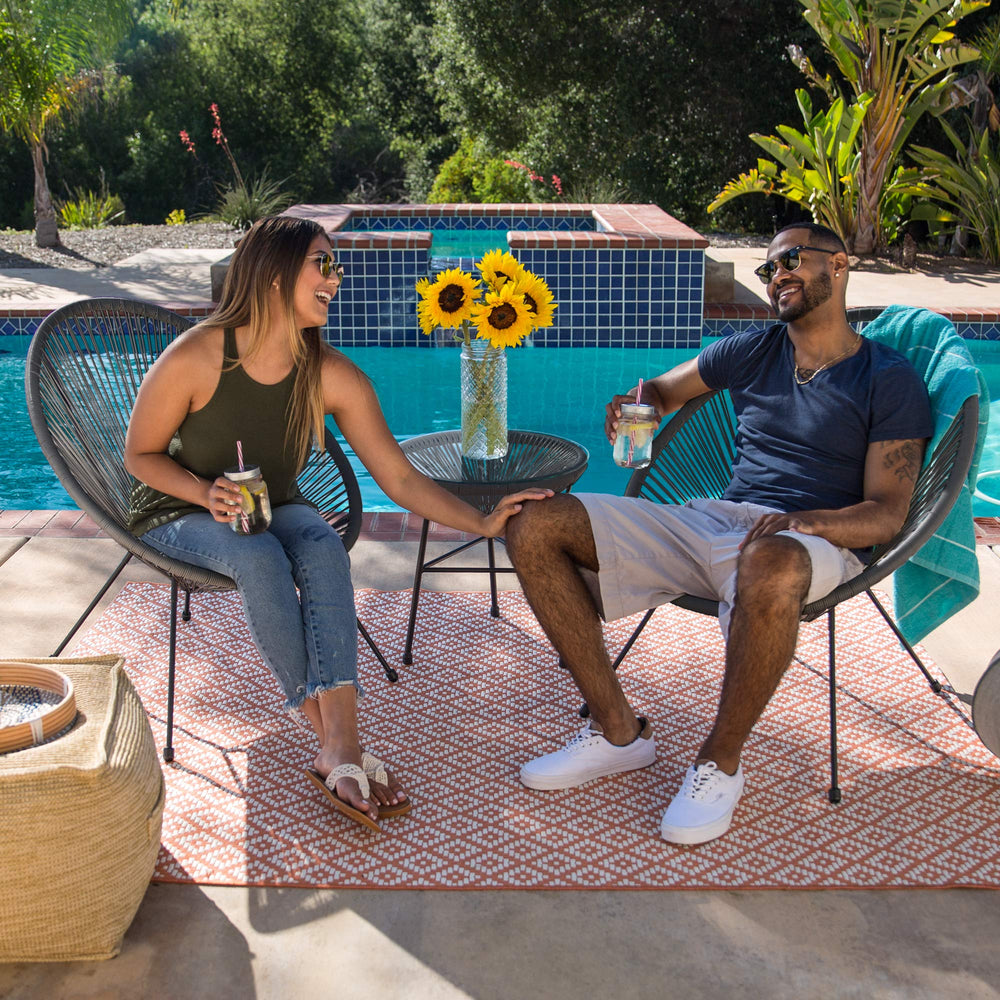 Best Choice Products 3 - Piece Outdoor Acapulco All - Weather Patio Conversation Bistro Set w/Plastic Rope, Glass Top Table and 2 Chairs - Gray - From Where - 