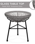 Best Choice Products 3 - Piece Outdoor Acapulco All - Weather Patio Conversation Bistro Set w/Plastic Rope, Glass Top Table and 2 Chairs - Gray - From Where - 