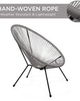 Best Choice Products 3 - Piece Outdoor Acapulco All - Weather Patio Conversation Bistro Set w/Plastic Rope, Glass Top Table and 2 Chairs - Gray - From Where - 