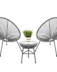 Best Choice Products 3 - Piece Outdoor Acapulco All - Weather Patio Conversation Bistro Set w/Plastic Rope, Glass Top Table and 2 Chairs - Gray - From Where - 