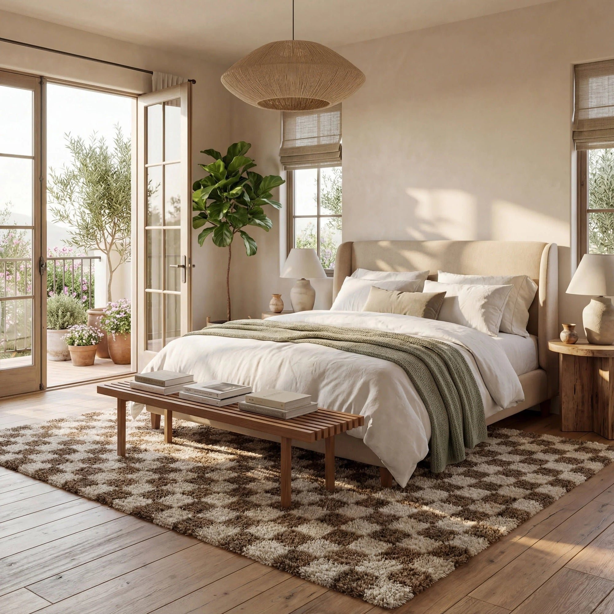 Bettie Retro Checkered Shag Rug - From Where Finds - 