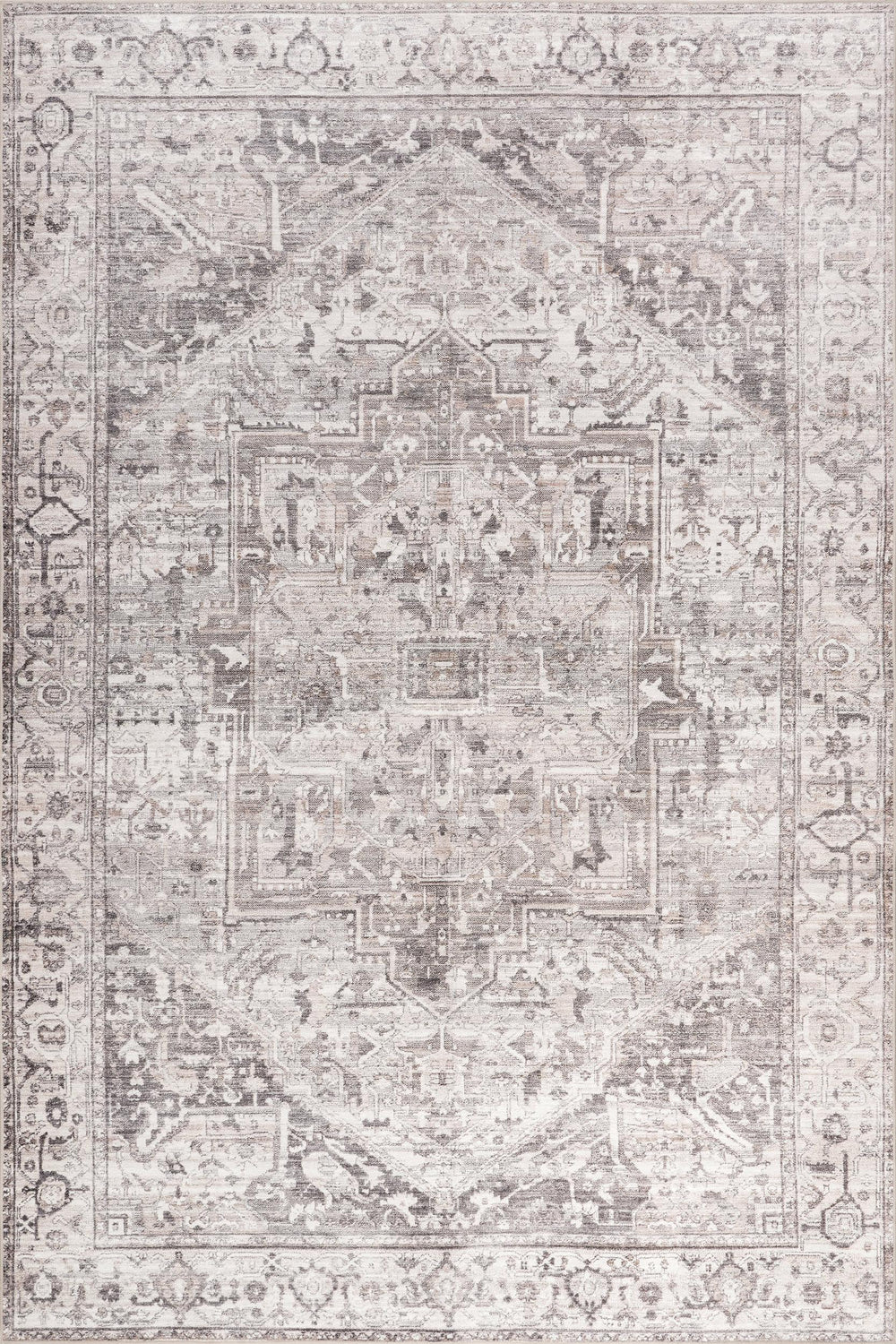 Atrium Medallion Spill Proof Washable Rug | Grey