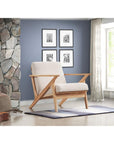Pemberly Row Solid Wood and Fabric Upholstered Accent Armchair in Beige/Oak