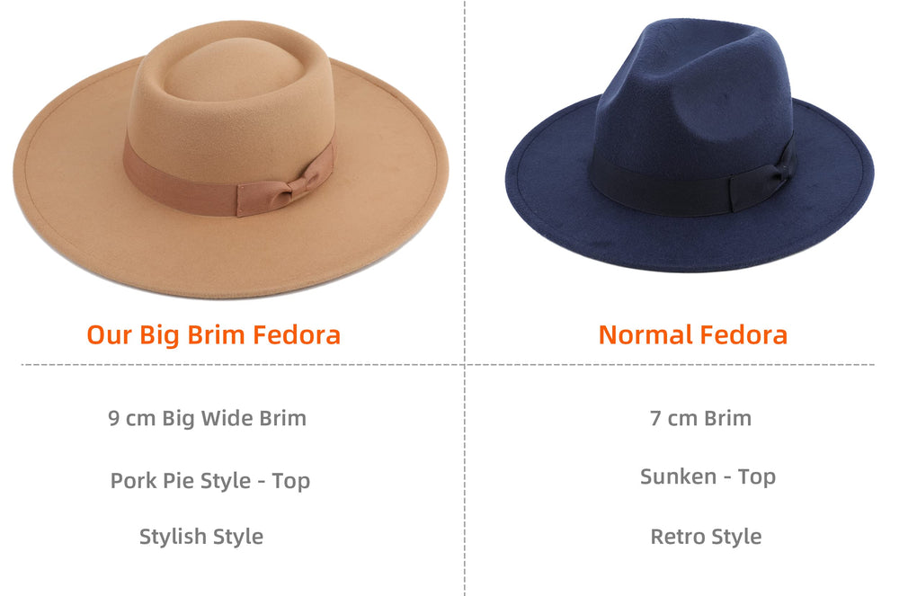 Big Wide Brim Women Fedora Hat - From Where - 