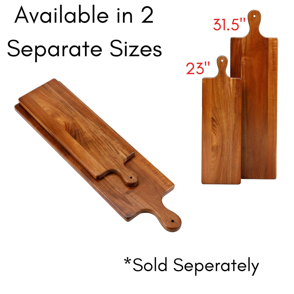BIRDROCK HOME Acacia Wooden Serving Board with Handle - Extra Long Charcuterie Tray for Party Cheese, Meat, Fruit &amp; Bread Display - Decorative Food Platter for Kitchen - Natural Wood - Espresso, 31.5” - From Where - 