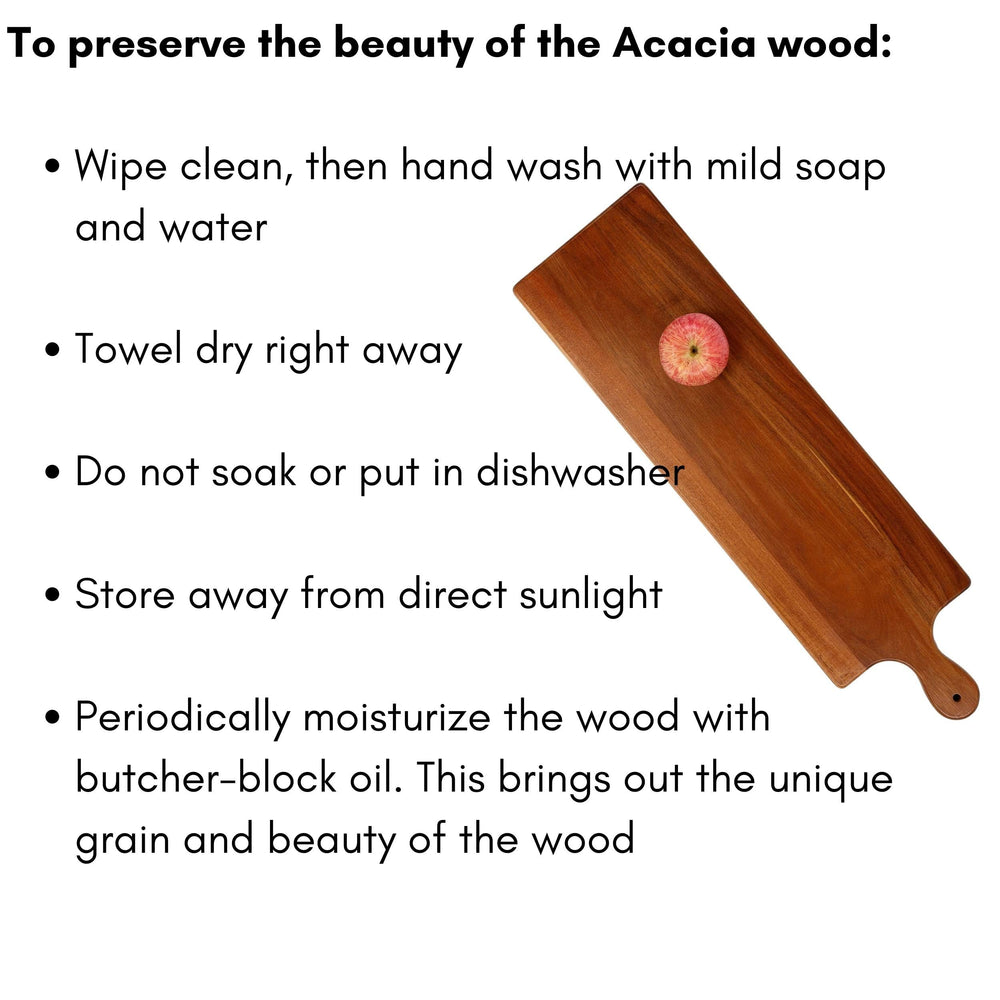 BIRDROCK HOME Acacia Wooden Serving Board with Handle - Extra Long Charcuterie Tray for Party Cheese, Meat, Fruit &amp; Bread Display - Decorative Food Platter for Kitchen - Natural Wood - Espresso, 31.5” - From Where - 