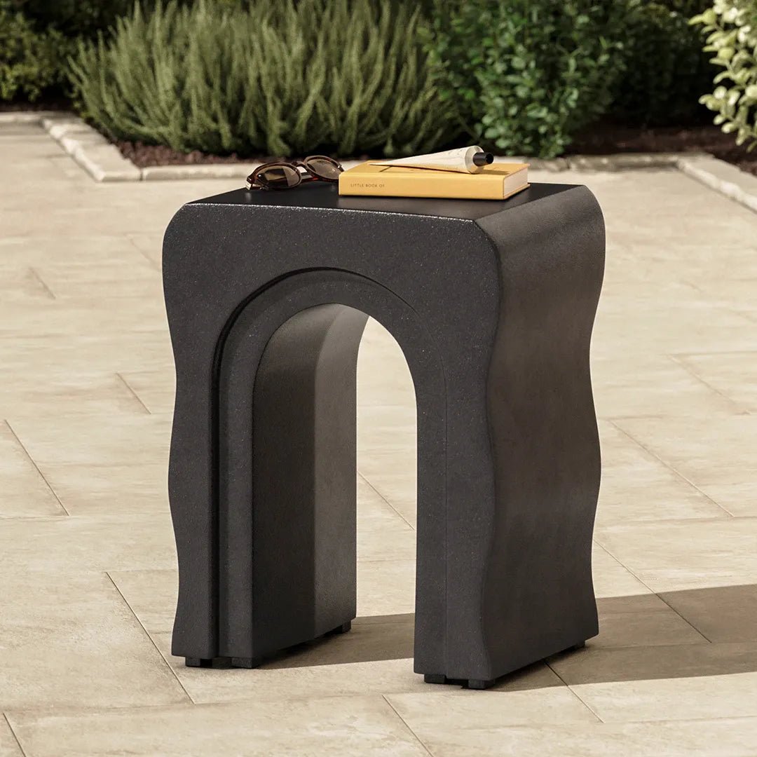 Bixby Outdoor Arched Concrete Side Table - From Where Finds - 