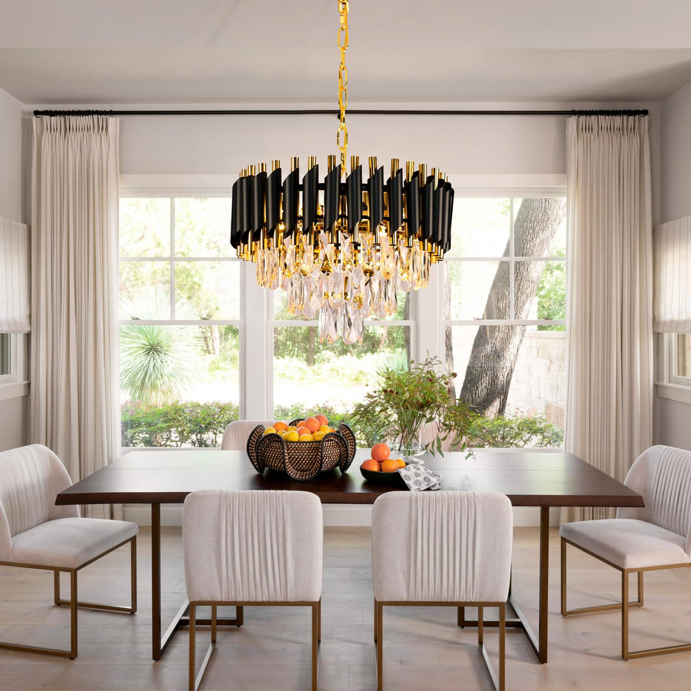Black and Gold Crystal Chandelier 16&quot; - From Where - 