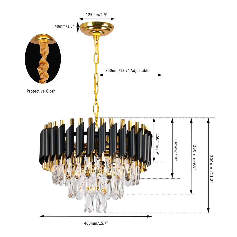 Black and Gold Crystal Chandelier 16&quot; - From Where - 