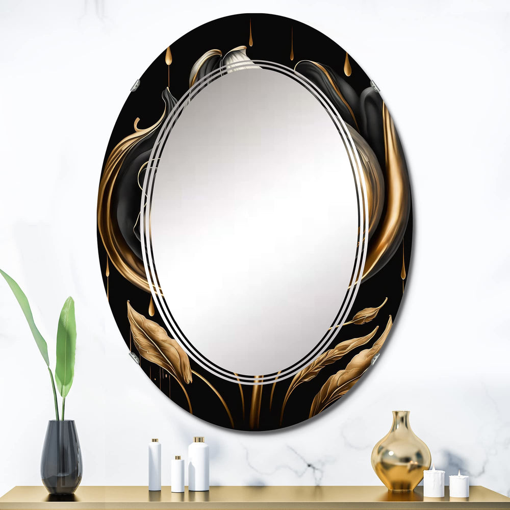 Black and Gold Elegant Oval Mirror - From Where - 