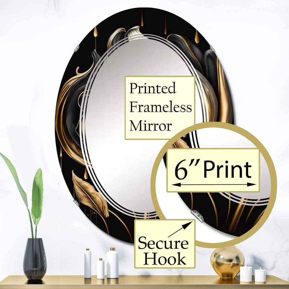 Black and Gold Elegant Oval Mirror - From Where - 