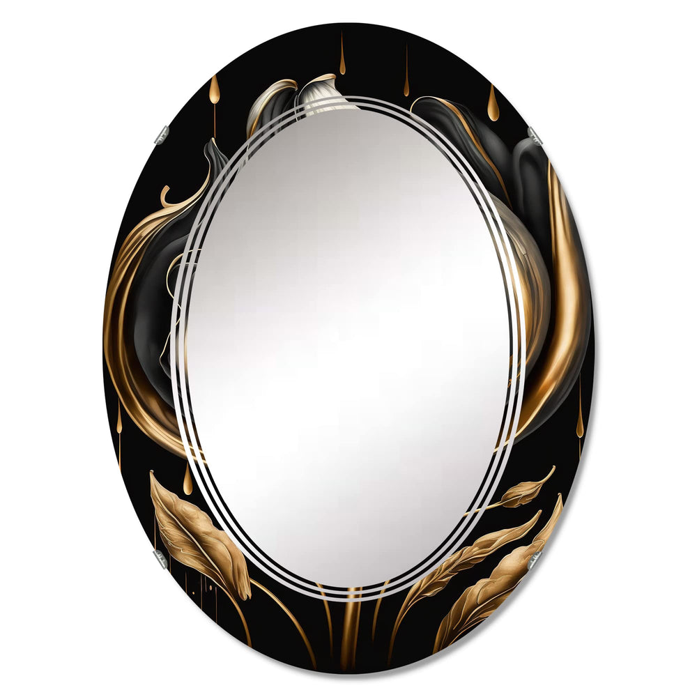 Black and Gold Elegant Oval Mirror - From Where - 
