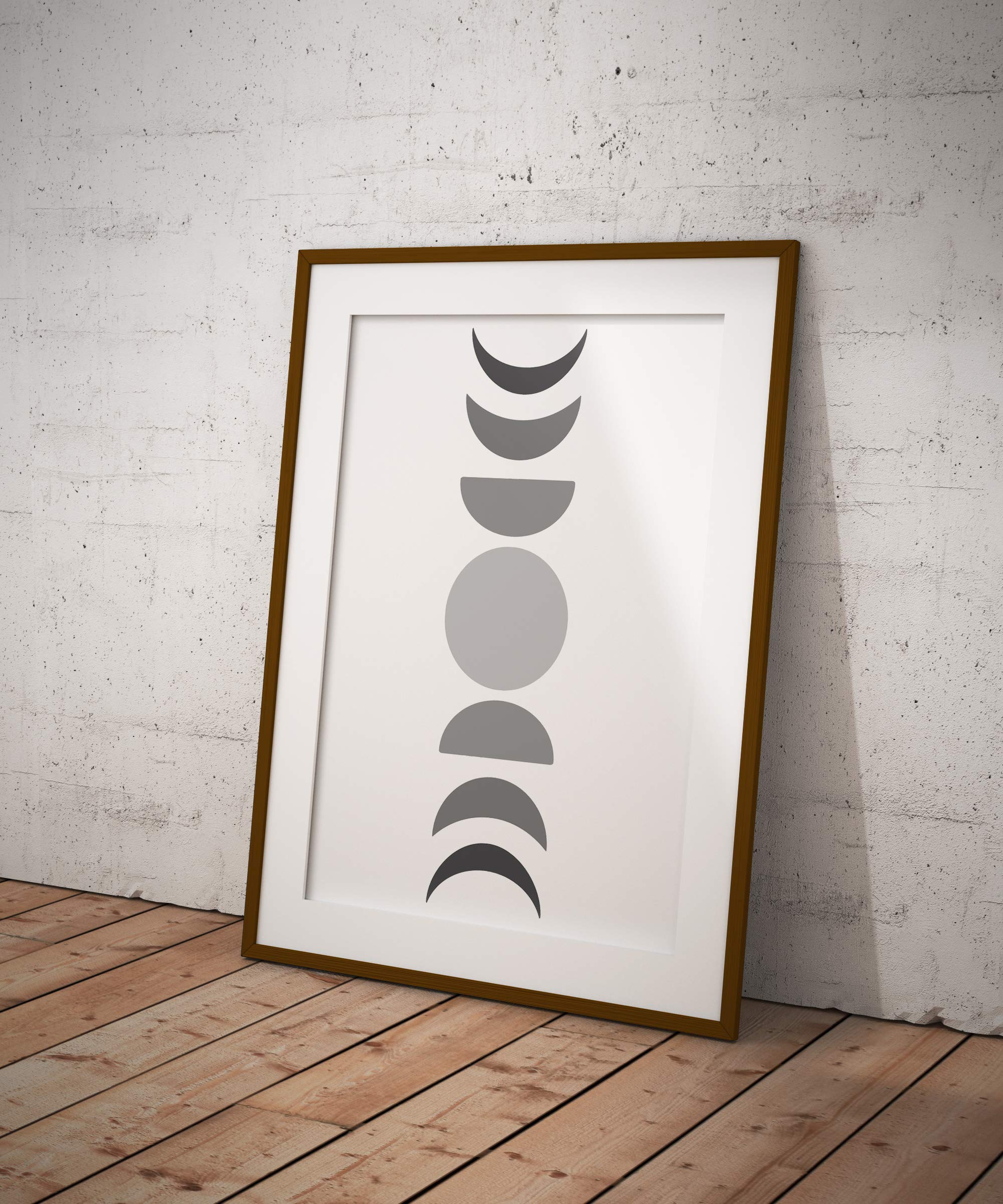 Black and Grey Hued Abstract Moon Phases Wall Art - From Where - 