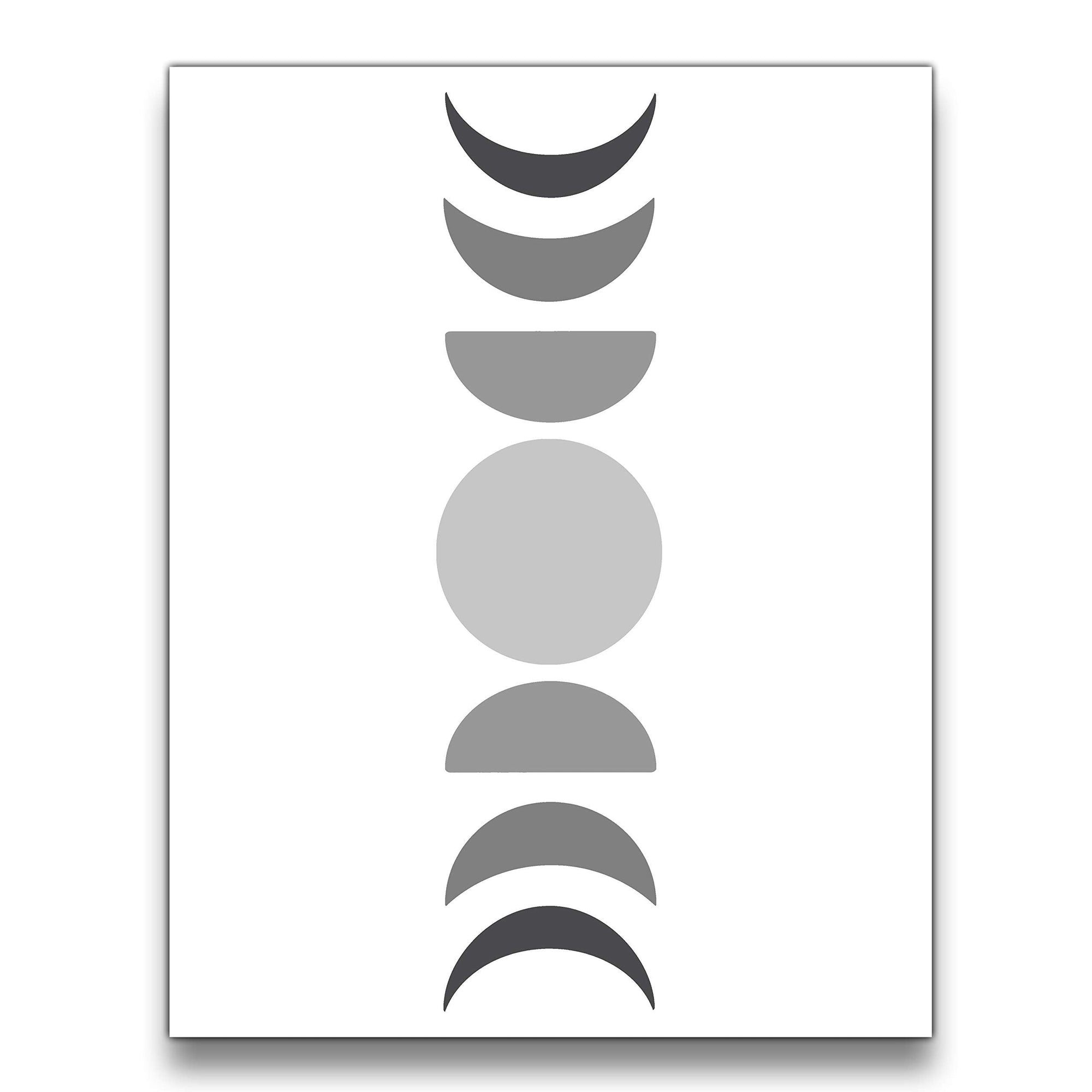 Black and Grey Hued Abstract Moon Phases Wall Art - From Where - 