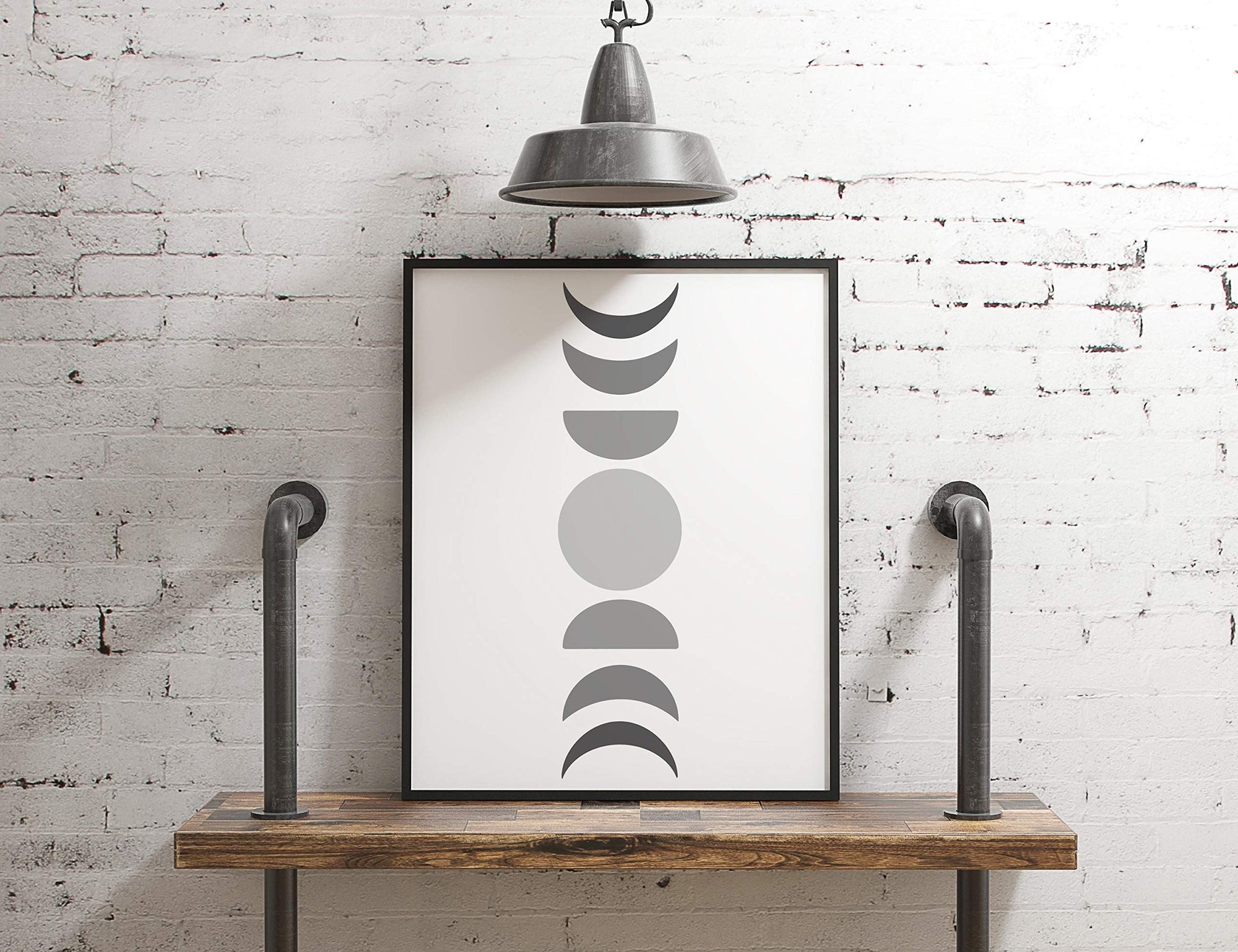 Black and Grey Hued Abstract Moon Phases Wall Art - From Where - 
