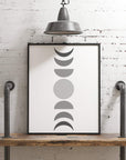 Black and Grey Hued Abstract Moon Phases Wall Art - From Where - 