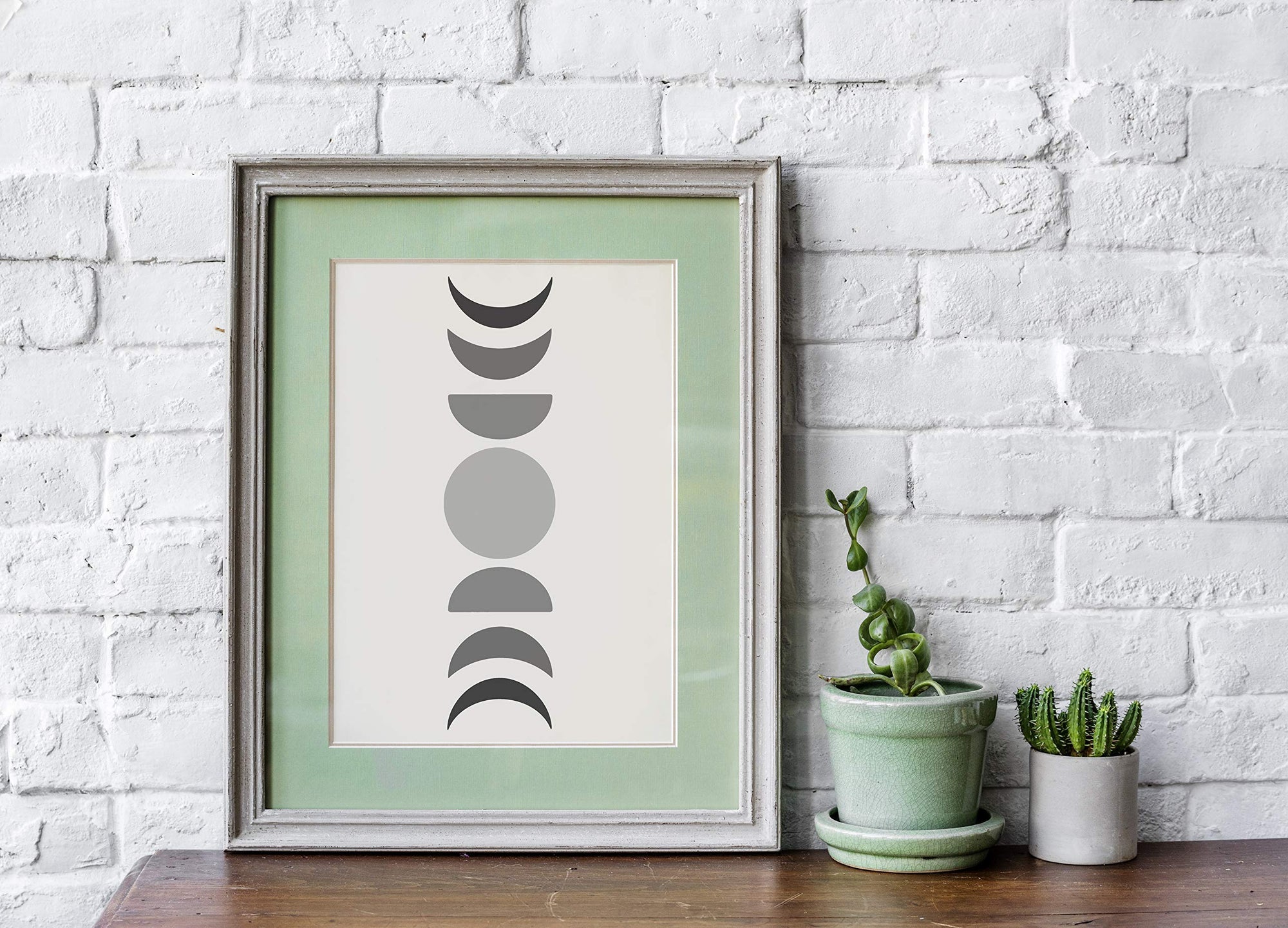 Black and Grey Hued Abstract Moon Phases Wall Art - From Where - 